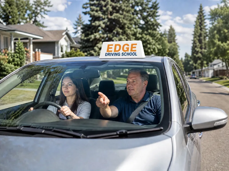 Edge Driving School instructor and student Edmonton